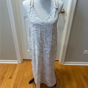 Rachel Zoe | White and Tan Zebra Print Maxi Dress, Sz L